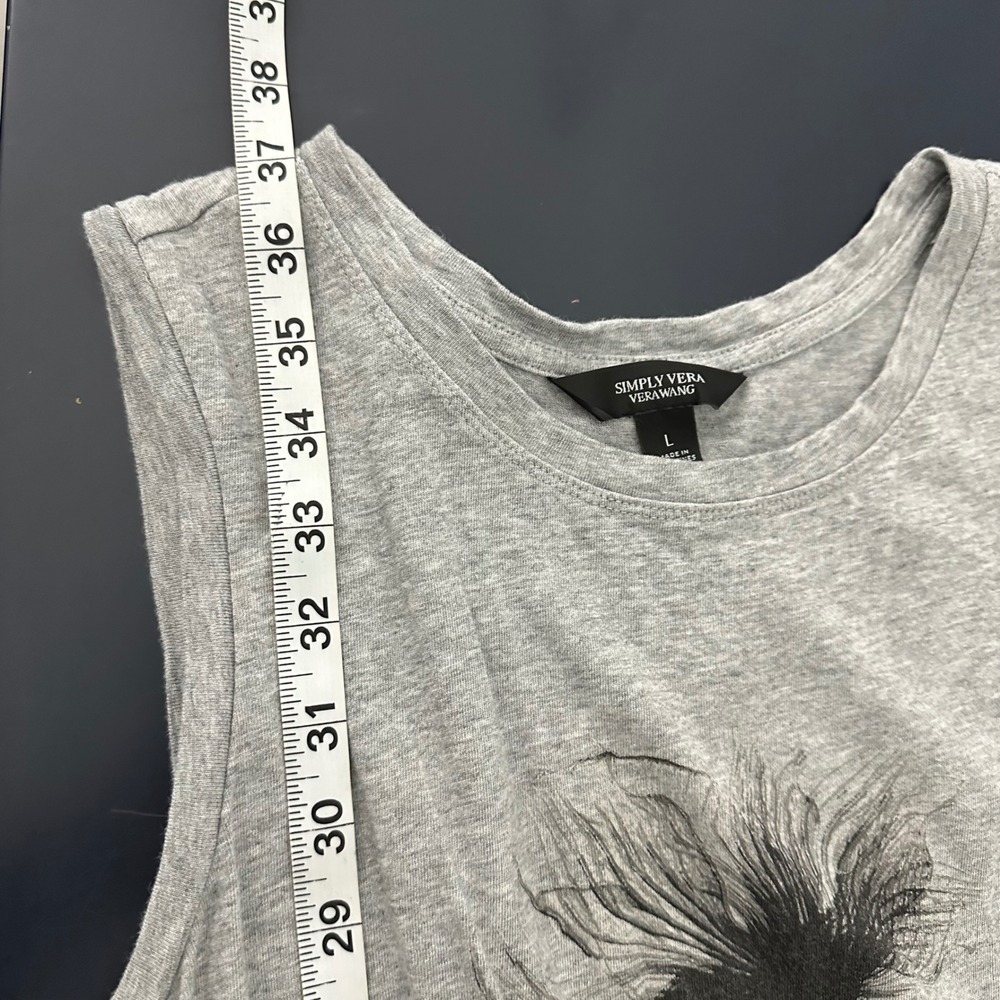 Simply Vera Vera Wang Floral Sleeveless Drawstring Short Tank Dress Heather Gray - Picture 6 of 7